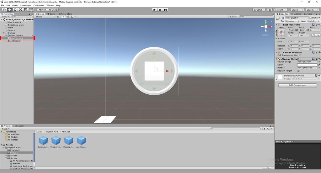 Mobile_Joystick_Controller Using C Scripts In Unity